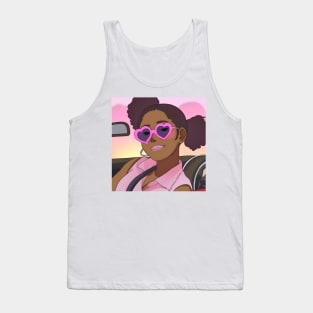 girl in convertible car with heart shaped sunglasses Tank Top